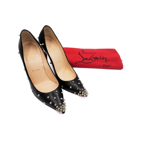 Christian Louboutin Black Leather Studded Spike Pumps Heels EU 37 - Picture 8 of 8